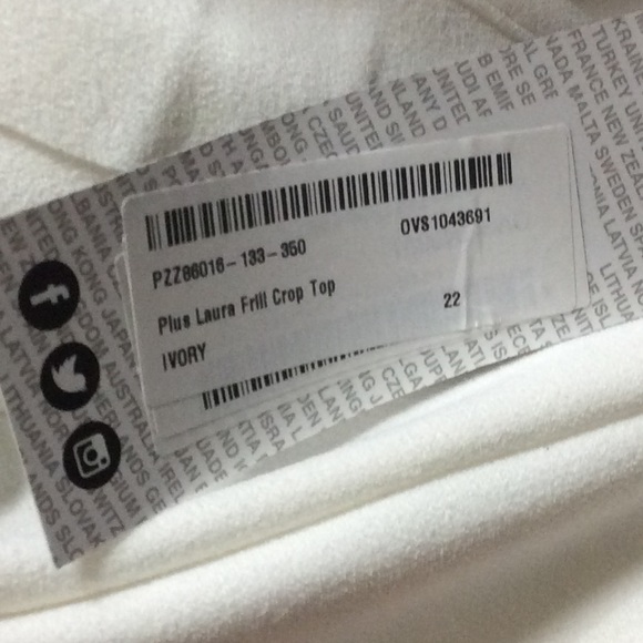 Boohoo Laura frill crop top ivory NWT sz 18 - Picture 5 of 7